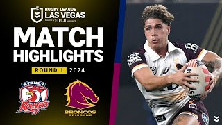 NRL 2024  Roosters v Broncos  Match Highlights [upl. by Chapen]