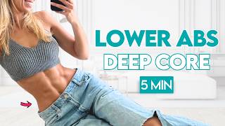 Toned Tight LOWER ABS  5 min Home Workout  Pilates for Deep Core amp Pelvic Floor [upl. by Eelyahs905]