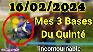 Pronostics PMU Mes 3 bases incontournable VRNDREDI 16 FÉVRIER 2024 VINCENNES [upl. by Mloclam]