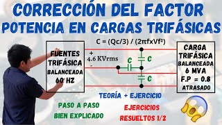 CORRECCION del FACTOR DE POTENCIA TRIFASICO con CAPACITORES CONDENSADORES💥 MUY FACIL desde 0 [upl. by Zzabahs151]