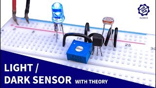 Light Sensor circuit on Breadboard  Darkness Detector  LDR amp Transistor Projects [upl. by Scales]