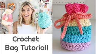 Drawstring Crochet Bag Tutorial  Star Stitch [upl. by Sholom725]