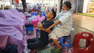 I got a Strong BACK amp SHOULDER MASSAGE at a Night Market Thailand [upl. by Kironde]