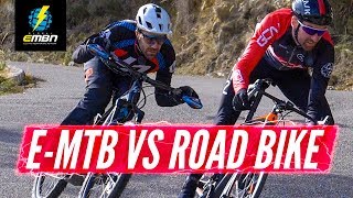 E Bike Vs Road Bike Which Is Faster Down The Col De La Madone  Nico Vouilloz Vs GCNs Dan Lloyd [upl. by Neelyar]