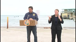 Gov DeSantis holds press conference at a Florida Gulf Coast pier [upl. by Balcke667]