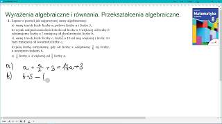 zad 1 str 47 WYRAŻENIA ALGEBRAICZNE I RÓWNANIA Matematyka z plusem 8 [upl. by Nahij]