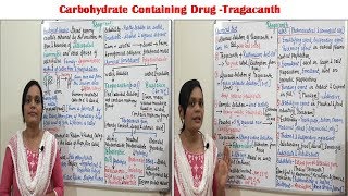 Class 95  Carbohydrate Containing Drug Part 01  Tragacanth Source Preparation amp Uses [upl. by Warwick721]