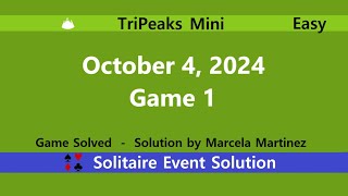 TriPeaks Mini Game 1  October 4 2024 Event  Easy [upl. by Richara]