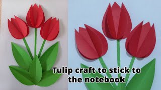 how to make paper tulips step by stepOrigami tulip flower to stick on paperschool craft ideas easy [upl. by Aihsened737]