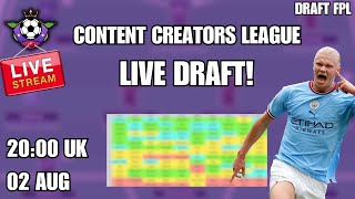 FIRST DRAFT OF THE SEASON Live FPL Draft  Content Creators League [upl. by Jairia632]