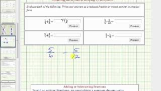 Ex Add and Subtract Fractions with Unlike Denominators Basic [upl. by Salisbarry]