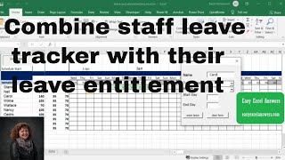 Combine staff leave tracker with their leave entitlement in Excel [upl. by Anrat]