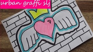 speed art como dibujar graffitis de amor como dibujar corazon con alas [upl. by Roede108]