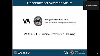 VA SAVE Suicide Prevention Training 02072023 [upl. by Nailluj]