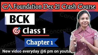 Chapter 11  BCK  CLASS 1 of Crash Course  Introduction to BCK  CA Foundation  Concepts  MCQs [upl. by Ackerley913]