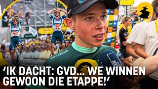 Debutant Frank van den Broek dsmfirmenich PostNL sprakeloos na eerste rit Tour de France “GVD…” [upl. by Giana]