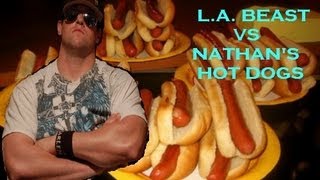 LA BEAST Soars to 23 Nathans Hot Dogs in 10 min [upl. by Ynnus]