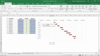 Dicas de Excel  Criando um gráfico de gantt para um cronograma no Excel sem utilizar Fórmulas [upl. by Yvehc]