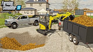 DIGGING UP A BROKEN SEPTIC SYSTEM EXCAVATING BUSINESS  FARMING SIMULATOR 22 [upl. by Nelaf]