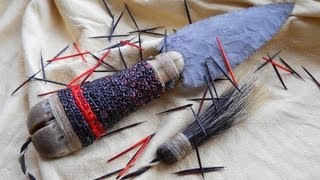 Adding Plaited Porcupine Quillwork to a Flint Blade Pt 1 [upl. by Ducan]