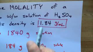 Calculate Molality Given Density and Percent by WeightMass [upl. by Sido568]