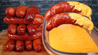 ASMR SAUSAGE AND CHEESE SAUCE MUKBANG [upl. by Eisseb]