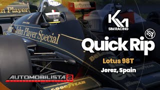 AMS2  Lotus 98T  Quick 3 Lap Race at Jerez [upl. by Nasas]