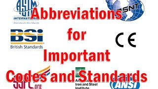 Abbreviations for Important Codes and Standards [upl. by Leahcir696]