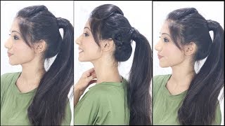 3 Simple amp Cute Ponytail Hairstyles For Indian School amp College Girls [upl. by Bonnes]