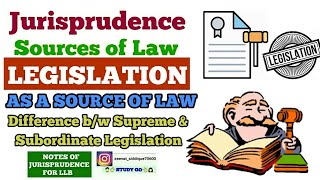 LEGISLATION IN JURISPRUDENCE  KINDS OF LEGISLATION  DIFFERENCE BW SUPREME amp SUBORDINATE LEGISLATI [upl. by Latta427]