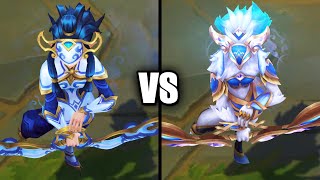 Porcelain Kindred vs Prestige Porcelain Kindred Skins Comparison League of Legends [upl. by Tarrah]