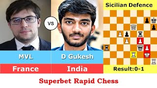 Chess Game Maxime VachierLagrave France vs D Gukesh India  Superbet Rapid Chess  Result 01 [upl. by Norud]