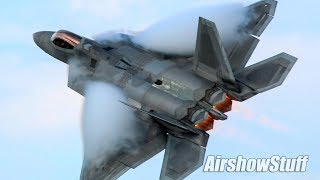 AMAZING F22 Raptor Afterburner Flybys  EAA AirVenture Oshkosh 2018 [upl. by Ardnosak]