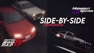 Shingos Double Crash SidebySide Comparison  Initial D x Roblox MRT Initial D Remake [upl. by Rickard472]