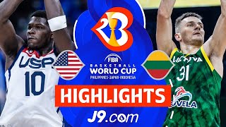 USA 🇺🇸 vs Lithuania 🇱🇹  J9 Highlights  FIBA Basketball World Cup 2023 [upl. by Anirtal]