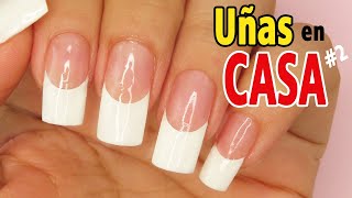 Uñas POSTIZAS en Casa 2 💗Uñas FRENCH Sin lámpara y COMO RETIRARLAS sin DAÑAR tus UÑAS Naturales [upl. by Atazroglam]