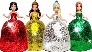 How to Make Play Doh Sparkle Dresses for Disney Princesses DIY [upl. by Assenna527]