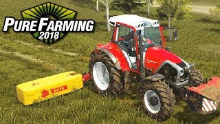 Koszenie i zgrabianie trawy  Pure Farming 2018  21 [upl. by Ecylla]