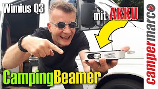 Wie geil ist das denn  Mini Beamer mit Akku beim Camping  Wimius Q3 [upl. by Deegan]