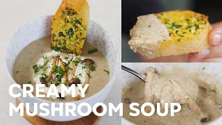 BIKIN NYAMAN  RESEP CREAMY MUSHROOM SOUP WITH GARLIC BREAD [upl. by Benildis353]