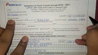 ICICI Bank का RTGSNEFT फॉर्म कैसे भरेHow to fill RTGSNEFT form of ICICI Bank [upl. by Tamma366]