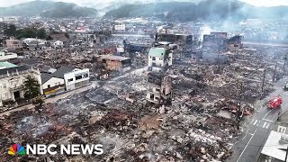 Drone video shows scale of Japan earthquake devastation [upl. by Cari970]