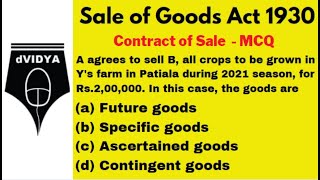 Existing Goods Ascertained Goods  Future Goods – Specific Goods – Contingent Goods [upl. by Laicram]