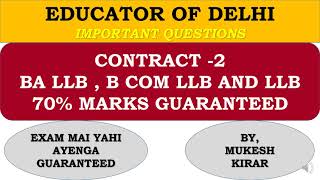 CONTRACT 2 IMPORTANT QUESTIONS II BA LLB B COM LLB AND LLB II 70 MARKS GUARANTEED II CCSU AND MSU [upl. by Boudreaux719]