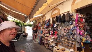 Rhodes Lindos from beach to lanes lots of shops bars roof top restaurants [upl. by Mervin]