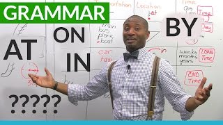 English Grammar The Prepositions ON AT IN BY [upl. by Rattan331]