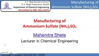 Manufacturing of Ammonium Sulfate [upl. by Alaham]