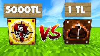 5000 TL VS 1 TL ŞANS BLOKLARI  Minecraft [upl. by Alim35]