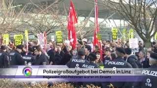 Polizeigroßaufgebot bei Demos in Linz [upl. by Dazhehs858]