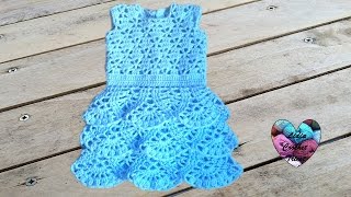 Robe à volant bébé crochet toutes tailles 12  Vestido bebe crochet [upl. by Aihsatal]